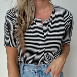 Madewell Black and White Striped Short Sleeve Tee